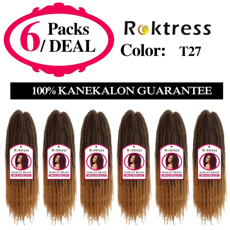 ROKTRESS Marley Twist Braiding Hair â€“ Cuban Twist Hair Extensions, Soft & Natural Marley Hair for Marley Twist StylesFor Faux Locs, Spring Twist Hair, Butterfly Locs(18inch, T27) - Image 2